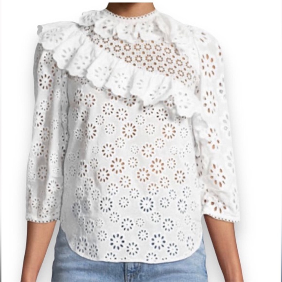 Sea New York Edie Eyelet lace 3/4 sleeve top - Picture 3 of 3
